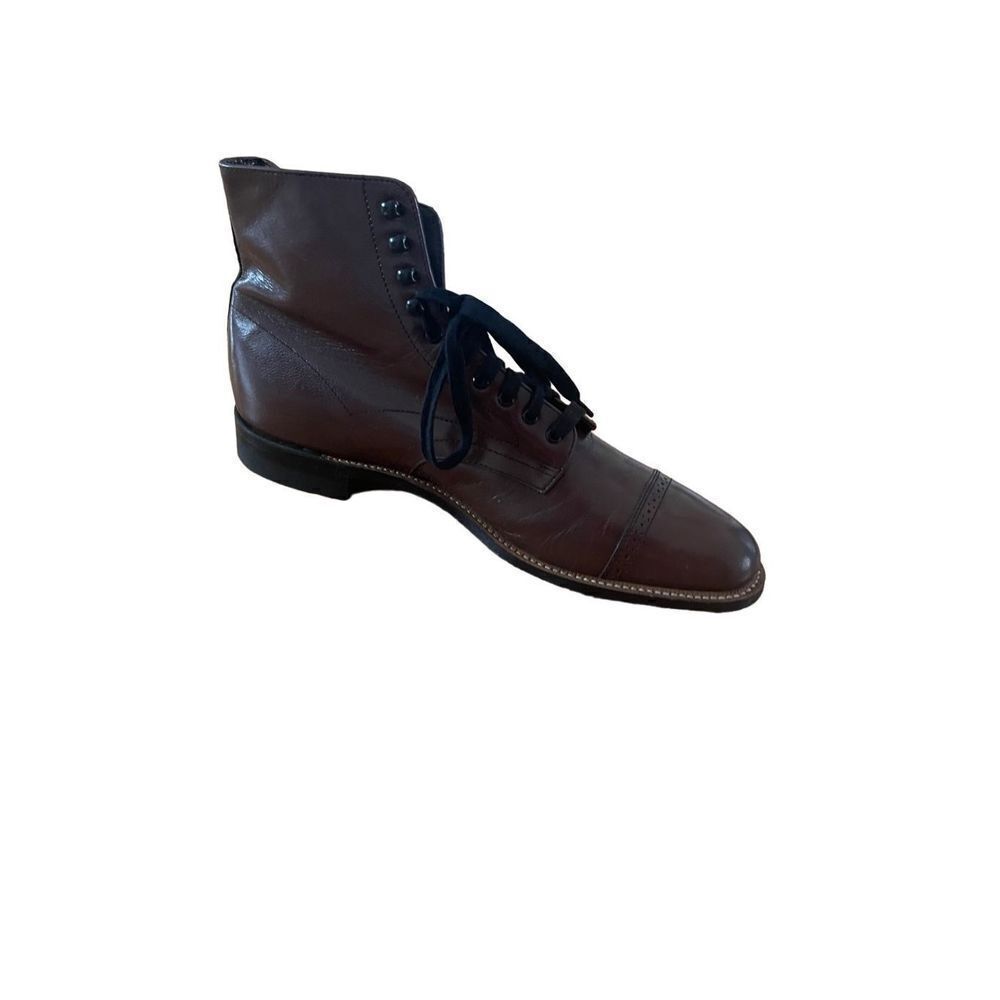 Stacy Adams Mens Brown Cap Toe Leather Lace Up Madison High Top Boots Size 9